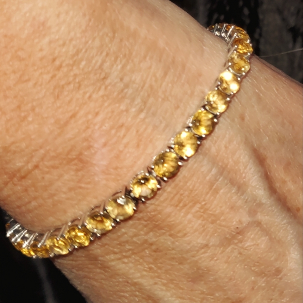 Geniune Citrine Tennis Bracelet in Solid Sterling Siver